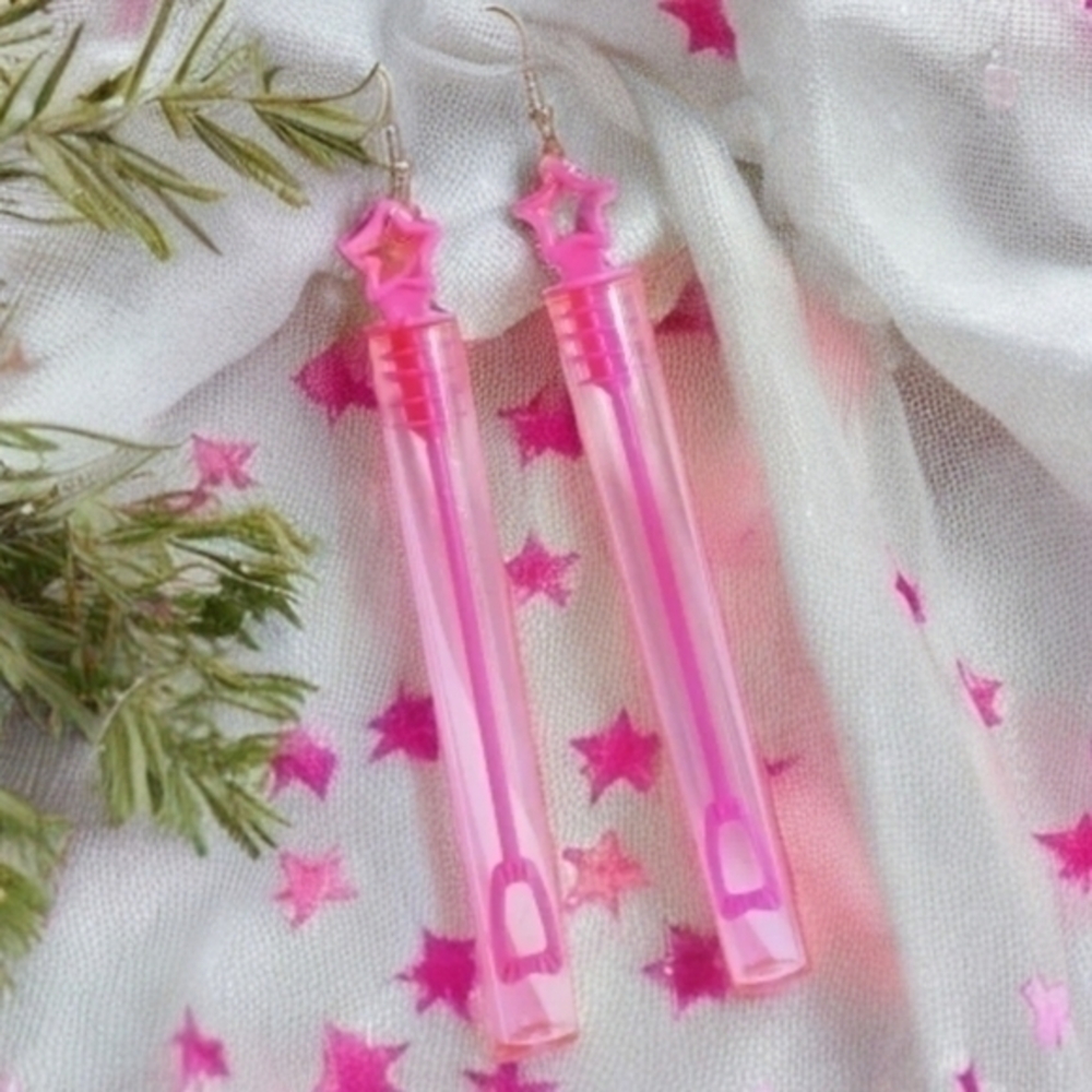 MODCLOTH PINK BUBBLE WAND EARRINGS